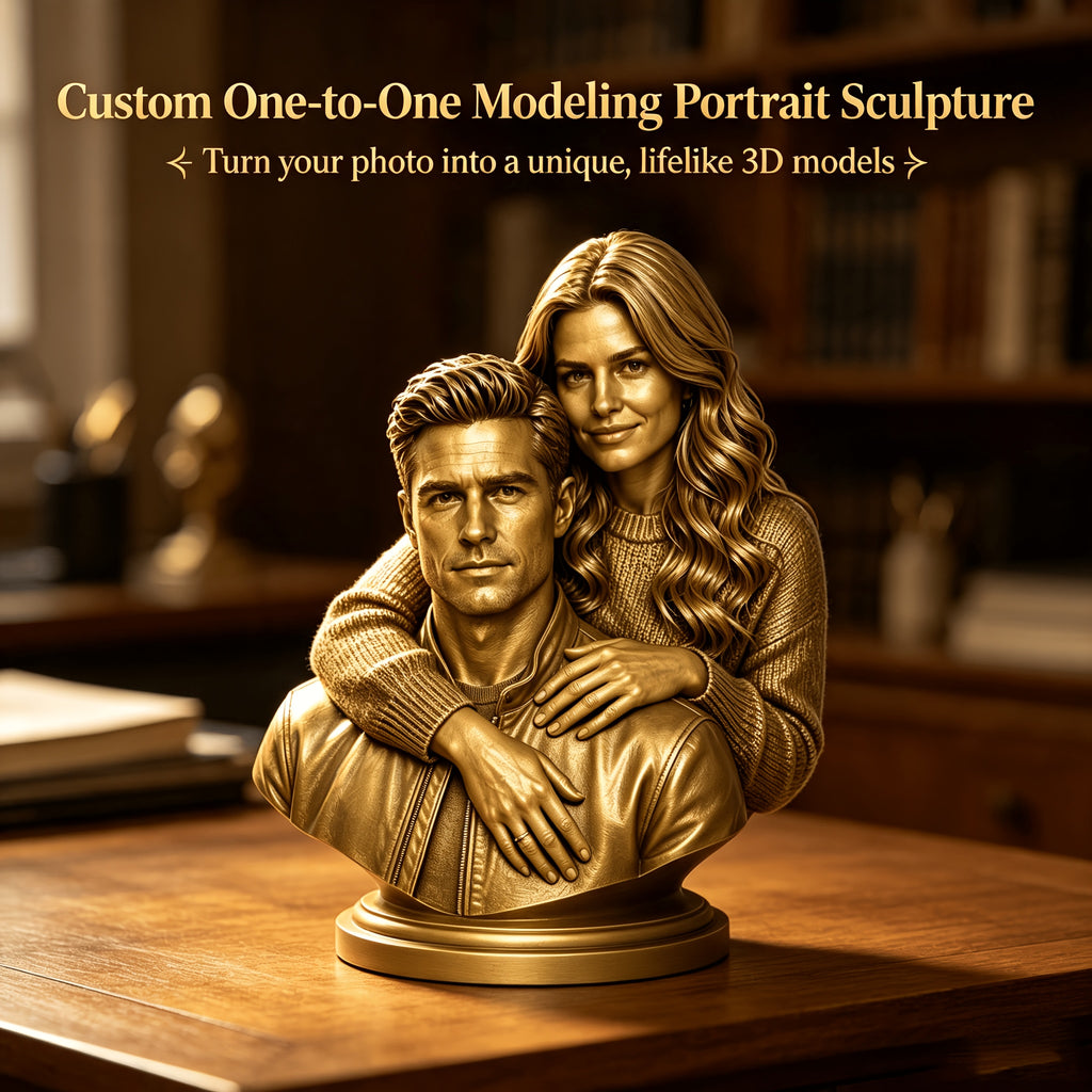 custom couple figurine 3d resin portrait statue name date